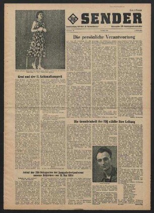 Betriebszeitung 'WF-Sender', Nr.14/1954 (13. Mai 1954)