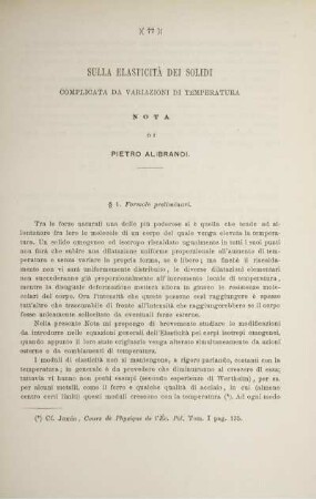Sulla elasticità dei solidi complicata da variazioni di temperatura.