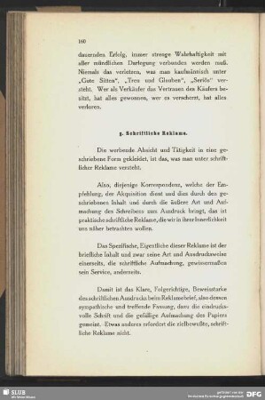 g. Schriftliche Reklame