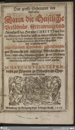 Das grosse Geheimnis des Ehestandes