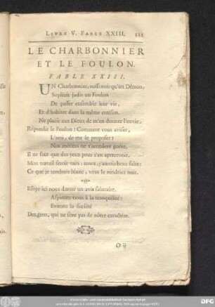 Le Charbonnier Et Le Foulon. Fable XXIII.