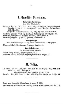 I. Staatliche Verwaltung. - VII. Gesellschaft der Wissenschaften.
