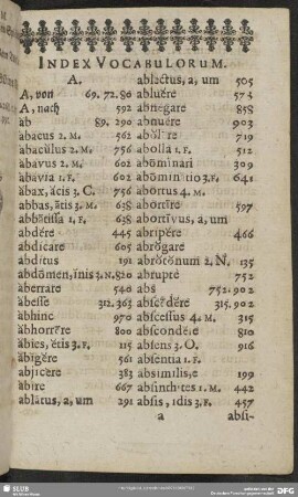 Index Vocabulorum