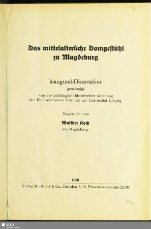 Das mittelalterliche Domgestühl zu Magdeburg