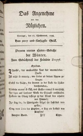 Das zwey und fünfzigste Stück. Montags, den 27. Christmonat, 1756.