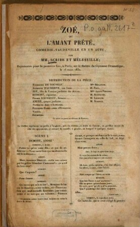 Zoé, ou l'amant prêté : comédie-vaudeville en un acte
