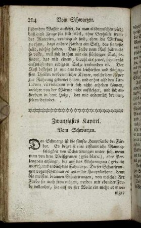 Zwanzigstes Kapitel. Vom Schwarzen. - Dreyßigstes Kapitel. Von der Vermischung des Falben und Schwarzen.