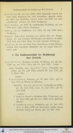 2. Die Nachkommenschaft des Großherzogs Karl Friedrich.