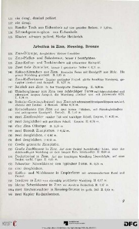 Arbeiten in Zinn, Messing, Bronze (Nr. 136-188)