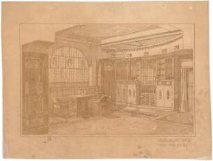 Billing, Hermann; Berlin; Kunsthaus Ball, "Bibliothekssaal" - Innenraumperspektive