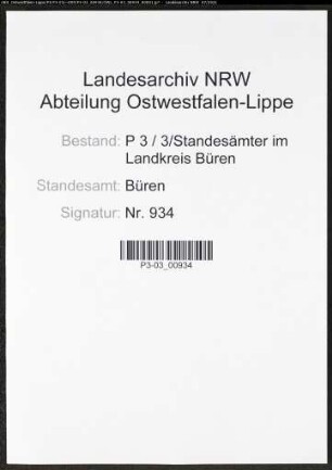 Heiratsregister Standesamt Büren