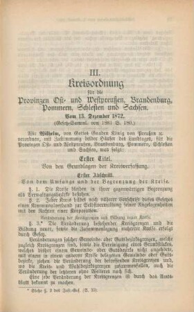 III. Kreisordnung für die Provinzen Ost- und Westpreußen, Brandenburg, Pommern, Schlesien und Sachsen