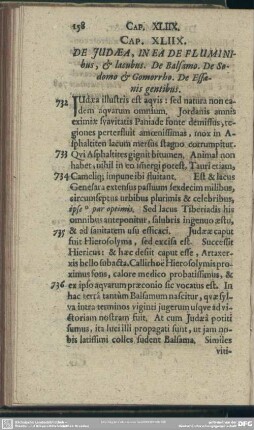 Cap. XLIIX. De Judaea, In Ea De Fluminibus, & lacubus. De Balsamo. De Sodomo & Gomorrho. De Essaenis gentibus