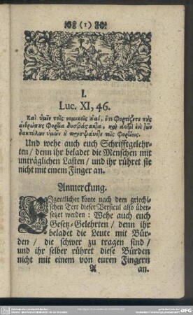 [1. Biblische Anmerckungen über einige Oerter Heil. Schrifft]