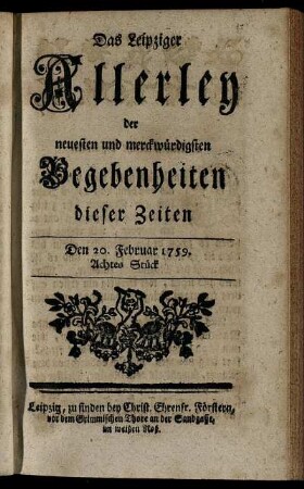 Den 20. Februar 1759. Achtes Stück.