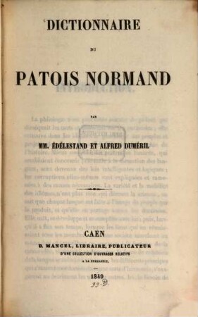 Dictionnaire du Patois Normand