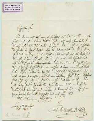 Brief von Felix Mendelssohn Bartholdy an Robert Franz