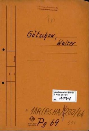 Personenheft Walter Gütschow (*26.06.1908), Polizeiinspektor und SS-Obersturmführer
