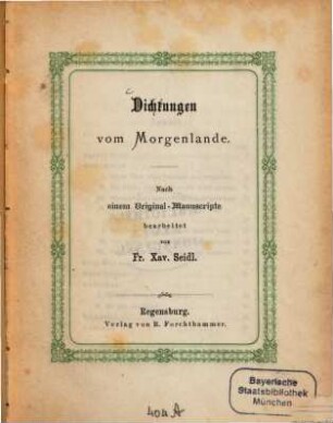 Dichtungen vom Morgenlande