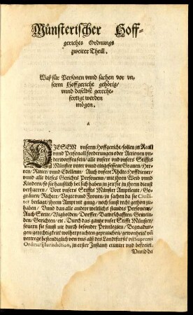 Munsterischer Hoffgerichts Ordnungs zweiter Theill.