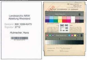 Entnazifizierung Hans Hutmacher , geb. 16.02.1908 (Buerovorsteher)