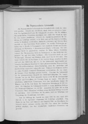 Die Pharmaceutische Lehranstalt.