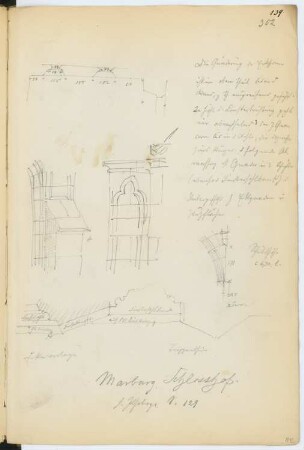 Schloss Marburg, Marburg: Details (aus: Skizzen- und Fotoalbum 7)