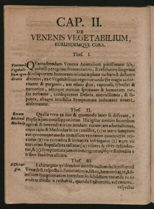 Cap. II. De Venenis Vegetabilium, Eorundemque Cura.