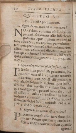 Qvaestio VII. De subiecto peccatorum.
