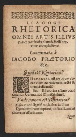Isagoge Rhetorica omnes artis illius