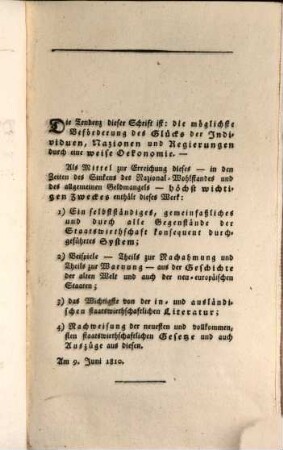 Vollständiges Handbuch der Staatswirthschafts-Wissenschaft, ihrer Hülfsquellen und Geschichte : mit vorzüglicher Rükksicht sowohl auf die älteste, als auch auf die neueste Gesetzgebung und Literatur