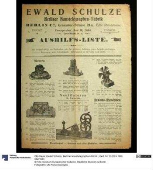 Ewald Schulze, Berliner Haustelegraphen-Fabrik.