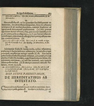 Disp. XXXVII. De Hereditatibus Ab Intestato.