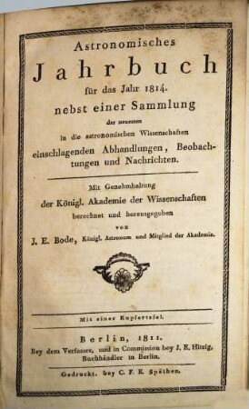 Astronomisches Jahrbuch. 1814 (1811)