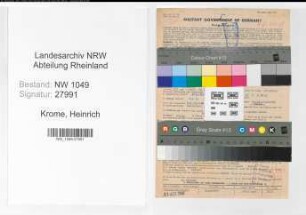 Entnazifizierung Heinrich Krome , geb. 28.11.1901 (Finanzbeamter)