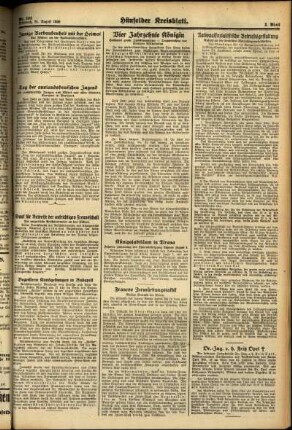 Zweite Ausgabe vom Mittwoch, den 31. August 1938.