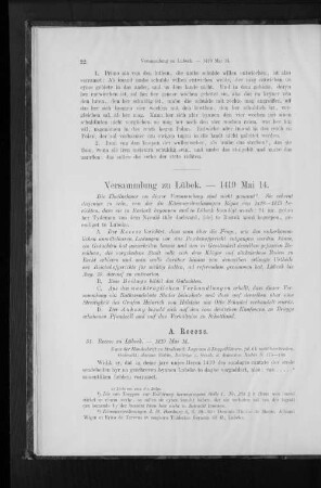 Versammlung zu Lübeck. - 1419 Mai 14.