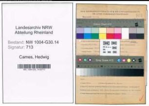 Entnazifizierung Hedwig Cames , geb. 23.07.1913 (Haushaelterin)
