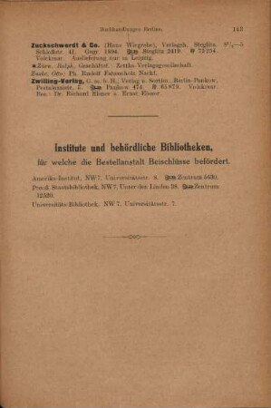 Institute und behördliche Bibliotheken