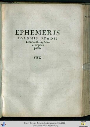 Ephemeris Ioannis Stadii […] 1562
