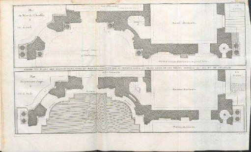 Partie Des Plans Des Distributions, Tant Du Rez-De-Chaussée Que Du Premier Étage Du Grand Salon, Et Des Pièces Situées Au Milieu Du Château