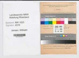 Entnazifizierung Wilhelm Jansen , geb. 30.09.1888 (Meister)