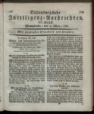 XII. Stück. Sonnabends: den 25. Merz, 1786.