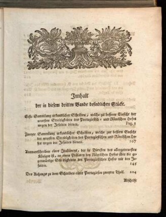 Innhalt der in diesem dritten Bande befindlichen Stücke.