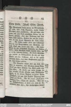 VI. Sara stirbt. Isaak, Esau, Jacob.