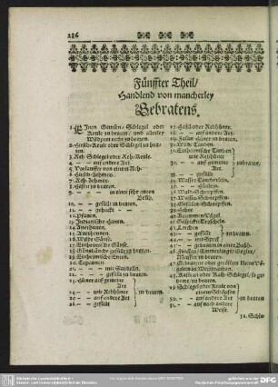 Fünffter Theil, Handlend von mancherley Gebratens