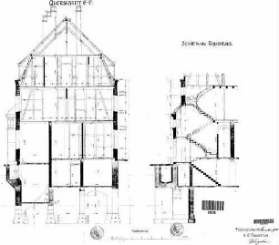 Plochingen: 2.Nebengebäude Wohnungen Querschnitt E-F,Treppenhaus