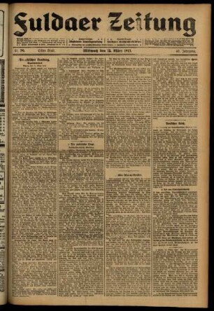 Erste Ausgabe vom Mittwoch, den 12. März 1913.