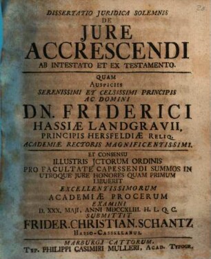 Diss. iur. sol. de iure accrescendi ab intestato et ex testamento