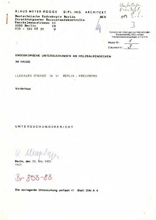 Untersuchungsbericht: Endoskopie Holzbalkendecken Luckauer Str. 16